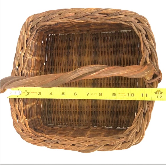 Wicker Rattan Rimmed Square Shopping Basket - Picture 2 of 8